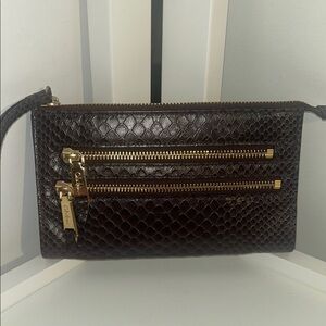 Cole Haan People Snakeskin Wristlet with Gold Accents